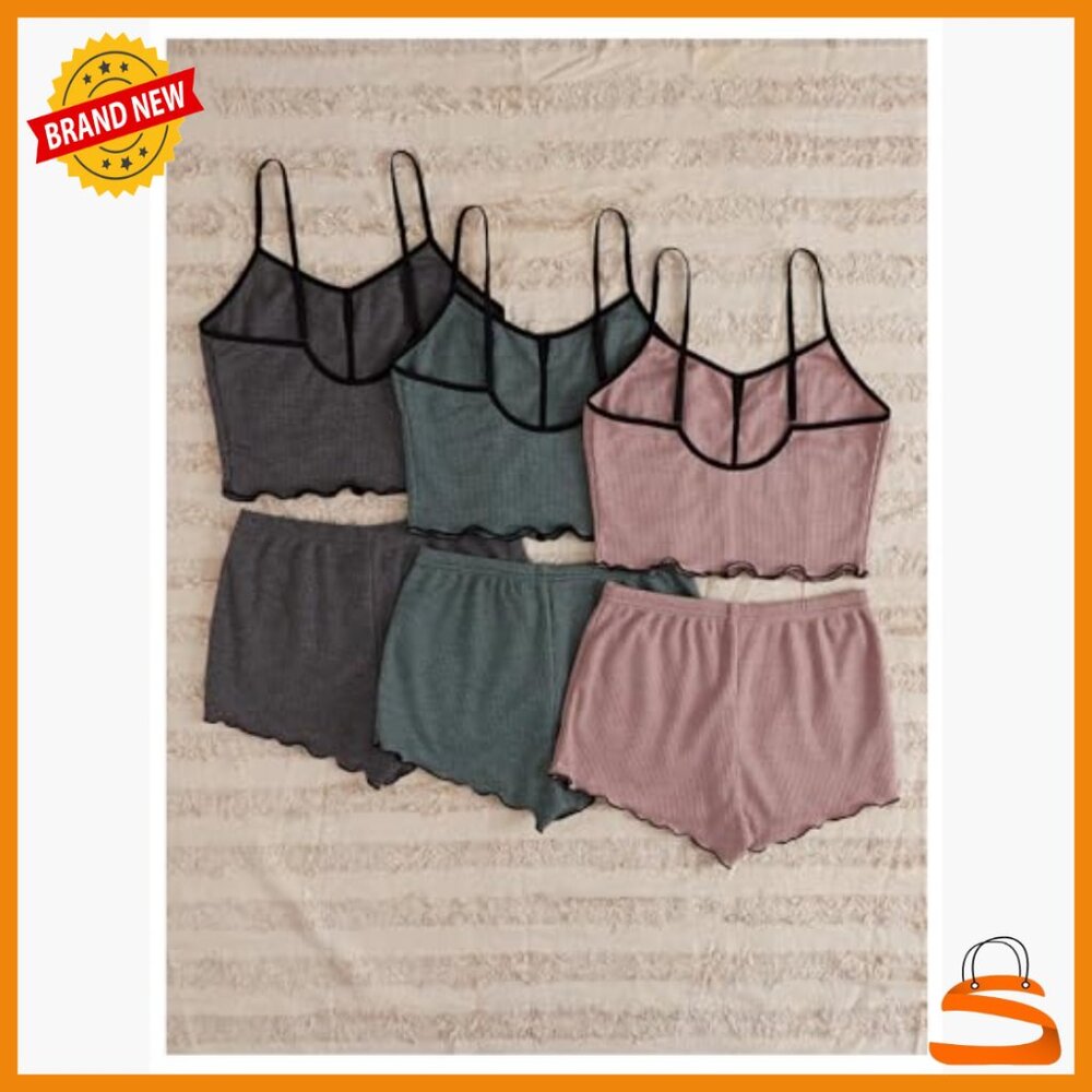 Medium Polyester Pajama Set Crop Cami Shorts Loun… - image 2